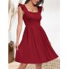 imageANRABESS Womens Summer Short Dress 2026 Square Neck Sleeveless A Line Ruffled Wedding Casual Cute Teen Beach Mini SundressWine Red