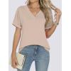 imageANRABESS Womens T Shirts Short Sleeve V Neck Shirts Summer Loose Fit Dressy Tops Business Casual Blouses 2026 Basic TeesAlmond