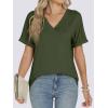 imageANRABESS Womens T Shirts Short Sleeve V Neck Shirts Summer Loose Fit Dressy Tops Business Casual Blouses 2026 Basic TeesArmy Green