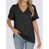 imageANRABESS Womens T Shirts Short Sleeve V Neck Shirts Summer Loose Fit Dressy Tops Business Casual Blouses 2026 Basic TeesBlack