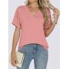 imageANRABESS Womens T Shirts Short Sleeve V Neck Shirts Summer Loose Fit Dressy Tops Business Casual Blouses 2026 Basic TeesCoral