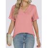 imageANRABESS Womens T Shirts Short Sleeve V Neck Shirts Summer Loose Fit Dressy Tops Business Casual Blouses 2026 Basic TeesCoral