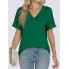 imageANRABESS Womens T Shirts Short Sleeve V Neck Shirts Summer Loose Fit Dressy Tops Business Casual Blouses 2026 Basic TeesGreen