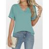 imageANRABESS Womens T Shirts Short Sleeve V Neck Shirts Summer Loose Fit Dressy Tops Business Casual Blouses 2026 Basic TeesGreen Blue