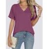 imageANRABESS Womens T Shirts Short Sleeve V Neck Shirts Summer Loose Fit Dressy Tops Business Casual Blouses 2026 Basic TeesWine Red