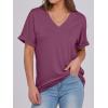 imageANRABESS Womens T Shirts Short Sleeve V Neck Shirts Summer Loose Fit Dressy Tops Business Casual Blouses 2026 Basic TeesWine Red
