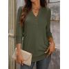 imageANRABESS Womens Tops 34 Sleeve Casual Henley Shirts V Neck Buttons Dressy Work Business Blouses 2026 Spring Trendy ClothesArmy Green