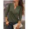 imageANRABESS Womens Tops 34 Sleeve Casual Henley Shirts V Neck Buttons Dressy Work Business Blouses 2026 Spring Trendy ClothesArmy Green