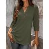 imageANRABESS Womens Tops 34 Sleeve Casual Henley Shirts V Neck Buttons Dressy Work Business Blouses 2026 Spring Trendy ClothesArmy Green