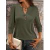imageANRABESS Womens Tops 34 Sleeve Casual Henley Shirts V Neck Buttons Dressy Work Business Blouses 2026 Spring Trendy ClothesArmy Green