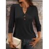 imageANRABESS Womens Tops 34 Sleeve Casual Henley Shirts V Neck Buttons Dressy Work Business Blouses 2026 Spring Trendy ClothesBlack