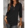imageANRABESS Womens Tops 34 Sleeve Casual Henley Shirts V Neck Buttons Dressy Work Business Blouses 2026 Spring Trendy ClothesBlack