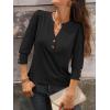 imageANRABESS Womens Tops 34 Sleeve Casual Henley Shirts V Neck Buttons Dressy Work Business Blouses 2026 Spring Trendy ClothesBlack
