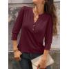 imageANRABESS Womens Tops 34 Sleeve Casual Henley Shirts V Neck Buttons Dressy Work Business Blouses 2026 Spring Trendy ClothesBurgundy