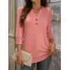 imageANRABESS Womens Tops 34 Sleeve Casual Henley Shirts V Neck Buttons Dressy Work Business Blouses 2026 Spring Trendy ClothesCoral