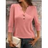 imageANRABESS Womens Tops 34 Sleeve Casual Henley Shirts V Neck Buttons Dressy Work Business Blouses 2026 Spring Trendy ClothesCoral