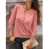 imageANRABESS Womens Tops 34 Sleeve Casual Henley Shirts V Neck Buttons Dressy Work Business Blouses 2026 Spring Trendy ClothesCoral