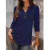 imageANRABESS Womens Tops 34 Sleeve Casual Henley Shirts V Neck Buttons Dressy Work Business Blouses 2026 Spring Trendy ClothesDark Blue