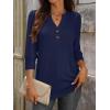 imageANRABESS Womens Tops 34 Sleeve Casual Henley Shirts V Neck Buttons Dressy Work Business Blouses 2026 Spring Trendy ClothesDark Blue