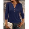 imageANRABESS Womens Tops 34 Sleeve Casual Henley Shirts V Neck Buttons Dressy Work Business Blouses 2026 Spring Trendy ClothesDark Blue