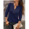 imageANRABESS Womens Tops 34 Sleeve Casual Henley Shirts V Neck Buttons Dressy Work Business Blouses 2026 Spring Trendy ClothesDark Blue
