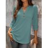 imageANRABESS Womens Tops 34 Sleeve Casual Henley Shirts V Neck Buttons Dressy Work Business Blouses 2026 Spring Trendy ClothesGray Green