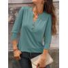 imageANRABESS Womens Tops 34 Sleeve Casual Henley Shirts V Neck Buttons Dressy Work Business Blouses 2026 Spring Trendy ClothesGray Green