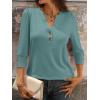imageANRABESS Womens Tops 34 Sleeve Casual Henley Shirts V Neck Buttons Dressy Work Business Blouses 2026 Spring Trendy ClothesGray Green