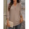 imageANRABESS Womens Tops 34 Sleeve Casual Henley Shirts V Neck Buttons Dressy Work Business Blouses 2026 Spring Trendy ClothesKhaki
