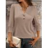 imageANRABESS Womens Tops 34 Sleeve Casual Henley Shirts V Neck Buttons Dressy Work Business Blouses 2026 Spring Trendy ClothesKhaki