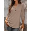 imageANRABESS Womens Tops 34 Sleeve Casual Henley Shirts V Neck Buttons Dressy Work Business Blouses 2026 Spring Trendy ClothesKhaki