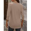 imageANRABESS Womens Tops 34 Sleeve Casual Henley Shirts V Neck Buttons Dressy Work Business Blouses 2026 Spring Trendy ClothesKhaki