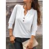 imageANRABESS Womens Tops 34 Sleeve Casual Henley Shirts V Neck Buttons Dressy Work Business Blouses 2026 Spring Trendy ClothesWhite