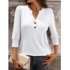 imageANRABESS Womens Tops 34 Sleeve Casual Henley Shirts V Neck Buttons Dressy Work Business Blouses 2026 Spring Trendy ClothesWhite