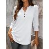 imageANRABESS Womens Tops 34 Sleeve Casual Henley Shirts V Neck Buttons Dressy Work Business Blouses 2026 Spring Trendy ClothesWhite