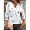 imageANRABESS Womens Tops 34 Sleeve Casual Henley Shirts V Neck Buttons Dressy Work Business Blouses 2026 Spring Trendy ClothesWhite With Blue Floral