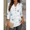 imageANRABESS Womens Tops 34 Sleeve Casual Henley Shirts V Neck Buttons Dressy Work Business Blouses 2026 Spring Trendy ClothesWhite With Blue Floral
