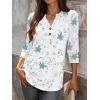 imageANRABESS Womens Tops 34 Sleeve Casual Henley Shirts V Neck Buttons Dressy Work Business Blouses 2026 Spring Trendy ClothesWhite With Blue Floral