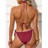 imageANRABESS Womens Triangle Bikini Sets Sexy Halter String Two Piece Swimsuits Tie Lace Trim Bathing Suit Trendy Beach SwimwearDeep Red