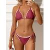 imageANRABESS Womens Triangle Bikini Sets Sexy Halter String Two Piece Swimsuits Tie Lace Trim Bathing Suit Trendy Beach SwimwearDeep Red