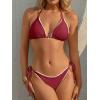 imageANRABESS Womens Triangle Bikini Sets Sexy Halter String Two Piece Swimsuits Tie Lace Trim Bathing Suit Trendy Beach SwimwearDeep Red