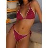 imageANRABESS Womens Triangle Bikini Sets Sexy Halter String Two Piece Swimsuits Tie Lace Trim Bathing Suit Trendy Beach SwimwearDeep Red
