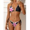 imageANRABESS Womens Triangle Bikini Sets Sexy Halter String Two Piece Swimsuits Tie Lace Trim Bathing Suit Trendy Beach SwimwearLily Flowers Black