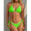 imageANRABESS Womens Triangle Bikini Sets Sexy Halter String Two Piece Swimsuits Tie Lace Trim Bathing Suit Trendy Beach SwimwearNeon Green