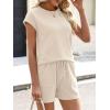 imageANRABESS Womens Waffle Knit 2 Piece Short Sets Cap Sleeve Summer 2026 Matching Lounge Outfits Travel Beach Vacation SweatsuitAlmond