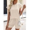 imageANRABESS Womens Waffle Knit 2 Piece Short Sets Cap Sleeve Summer 2026 Matching Lounge Outfits Travel Beach Vacation SweatsuitAlmond