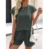 imageANRABESS Womens Waffle Knit 2 Piece Short Sets Cap Sleeve Summer 2026 Matching Lounge Outfits Travel Beach Vacation SweatsuitArmy Green