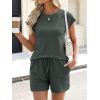 imageANRABESS Womens Waffle Knit 2 Piece Short Sets Cap Sleeve Summer 2026 Matching Lounge Outfits Travel Beach Vacation SweatsuitArmy Green
