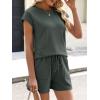 imageANRABESS Womens Waffle Knit 2 Piece Short Sets Cap Sleeve Summer 2026 Matching Lounge Outfits Travel Beach Vacation SweatsuitArmy Green