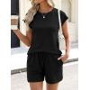 imageANRABESS Womens Waffle Knit 2 Piece Short Sets Cap Sleeve Summer 2026 Matching Lounge Outfits Travel Beach Vacation SweatsuitBlack